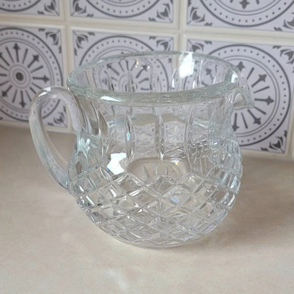 Vintage Lead Crystal Squat Water Juice Creamer Pitcher